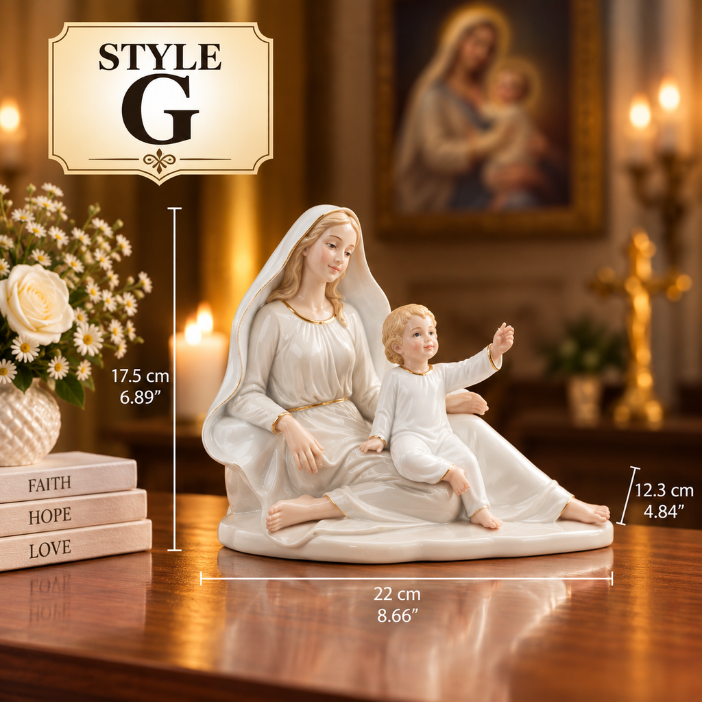 Catholic Statue Set Christian Home Decor Jesus Mary Figurines Religious Shelf Display
