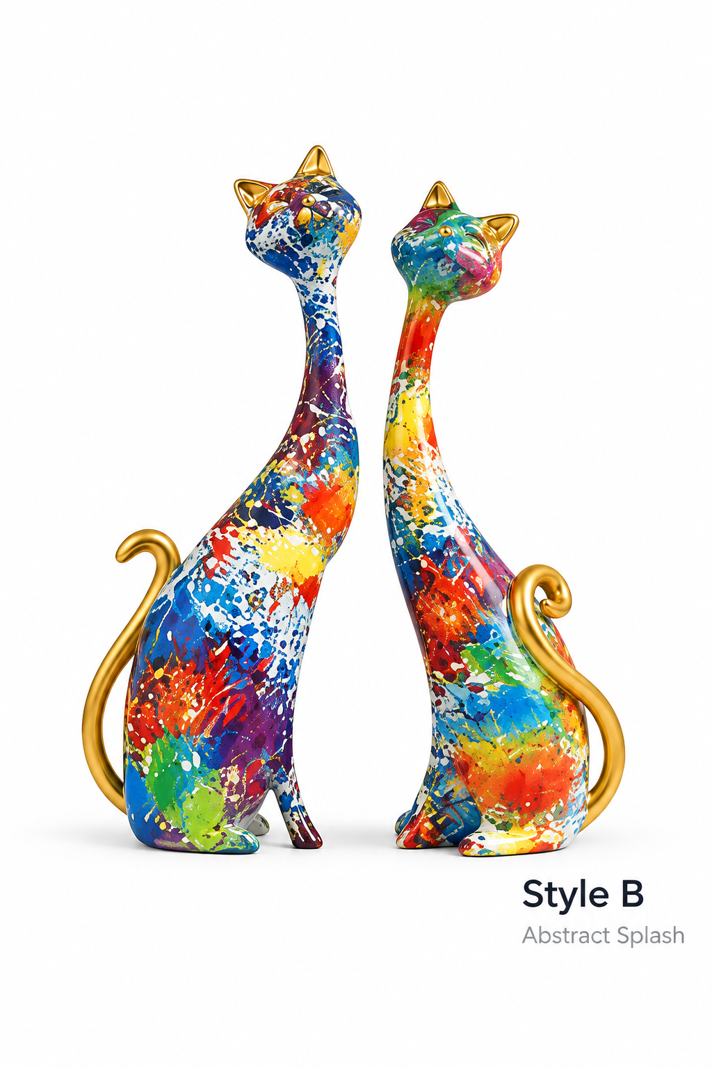 Style B Abstract Splash cat sculpture set of 2
