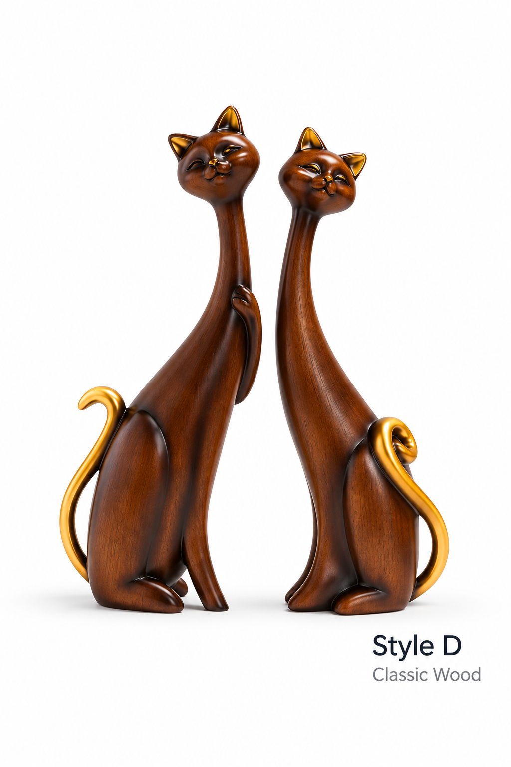 Style D Classic Wood cat sculpture set of 2