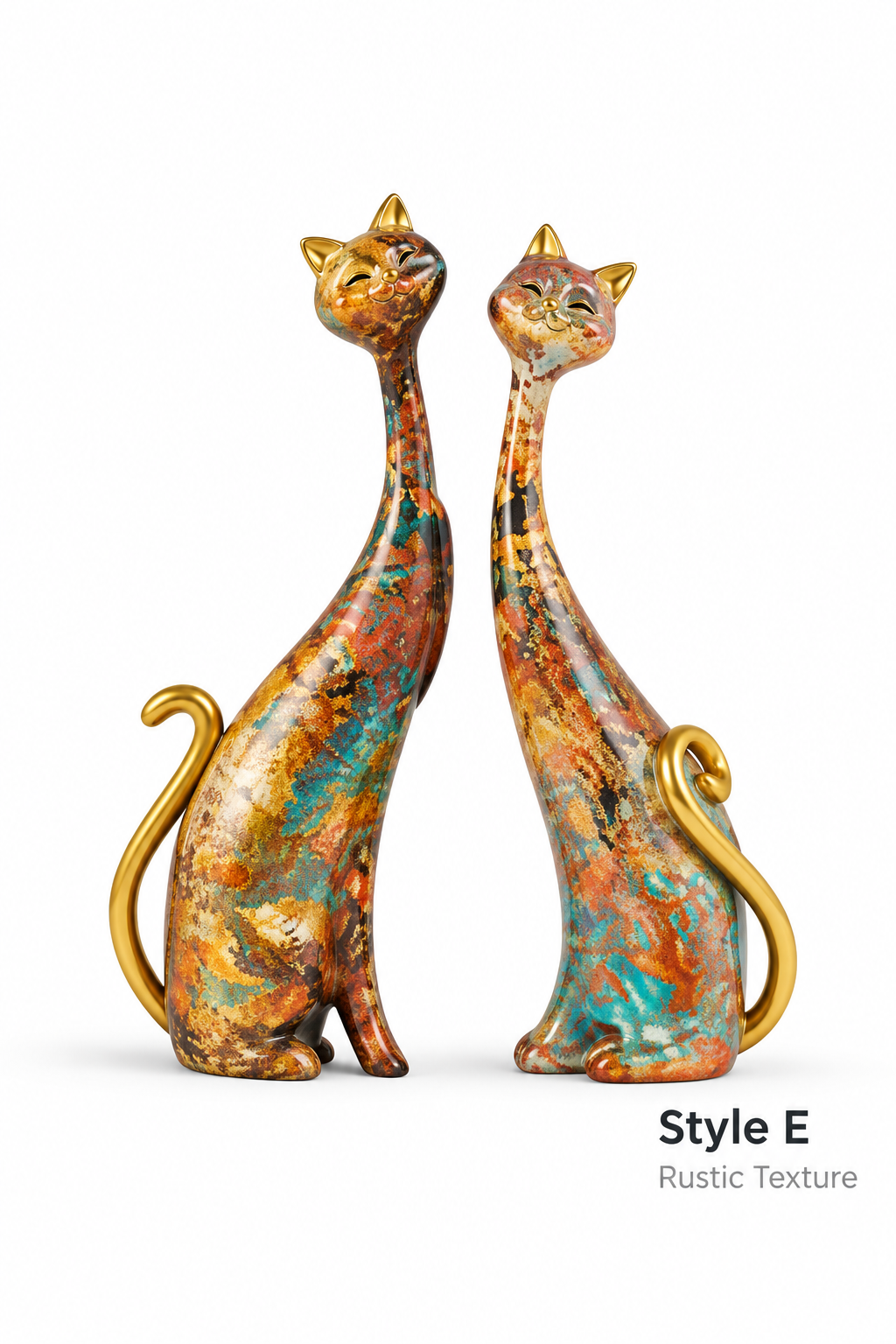Style E Rustic Texture cat sculpture set of 2