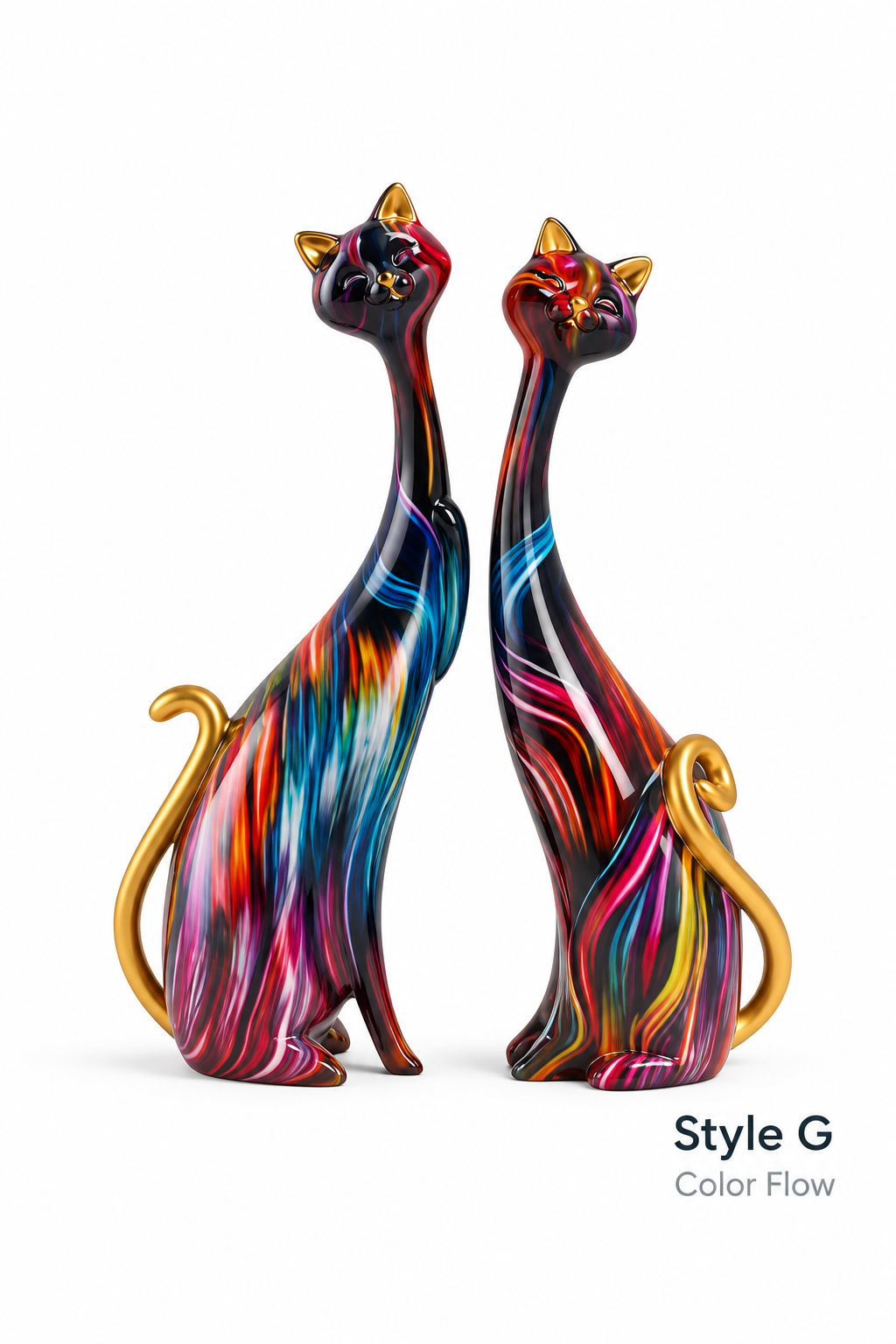 Style G Color Flow cat sculpture set of 2