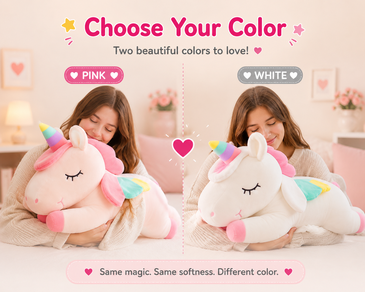 Unicorn Plush Pillow, Large Stuffed Animal, Kids Room & Nursery Decor
