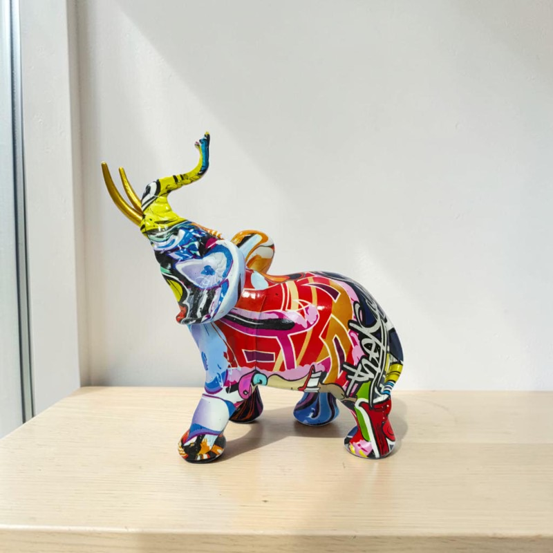 Colorful elephant resin figurine
