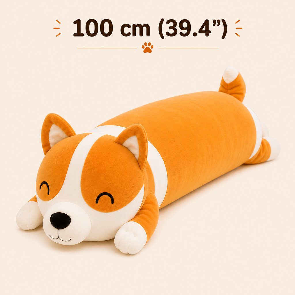 Long corgi plush pillow 100 cm