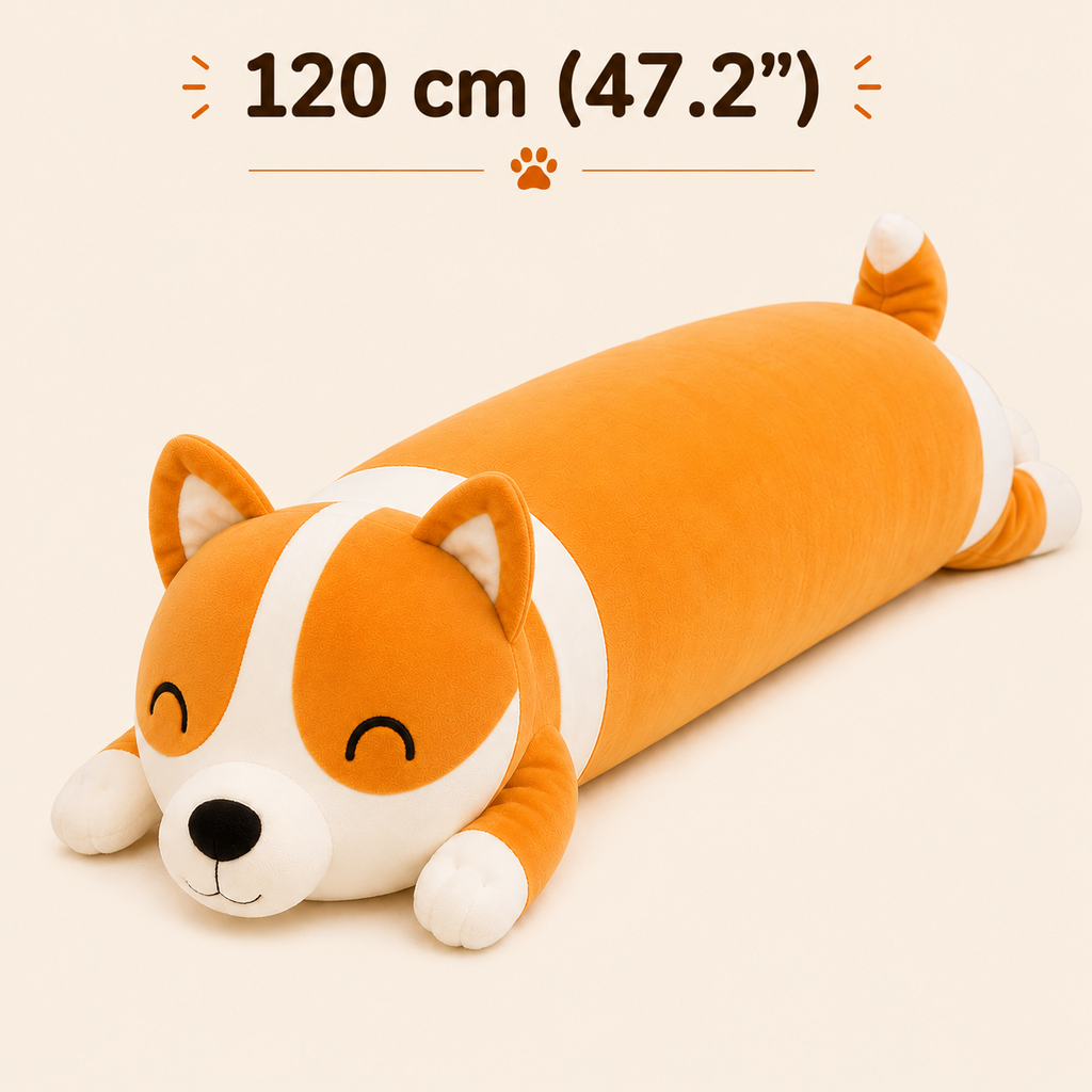 Long corgi plush pillow 120 cm