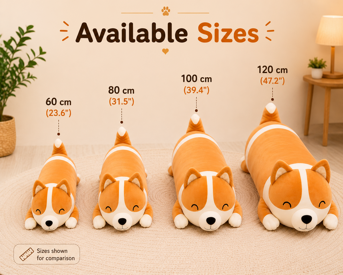 Long corgi plush pillow available sizes