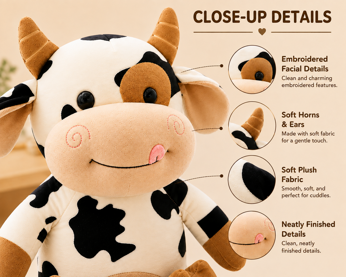 Cow plush close-up details