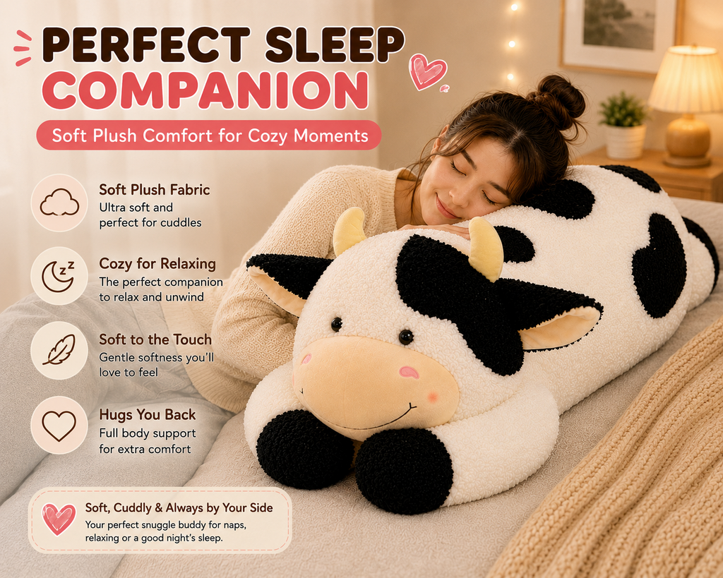 Cow plush pillow product details