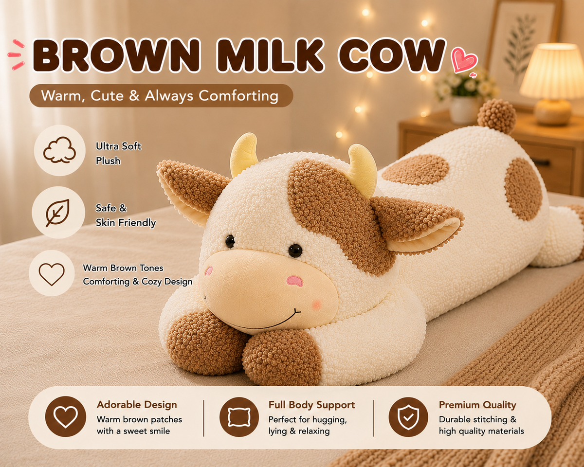 Cow plush pillow care and details