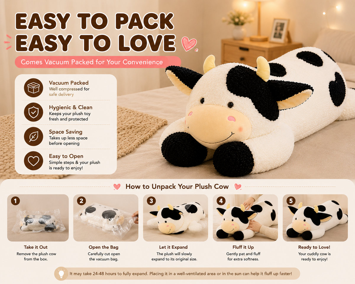 Cow plush pillow color variation