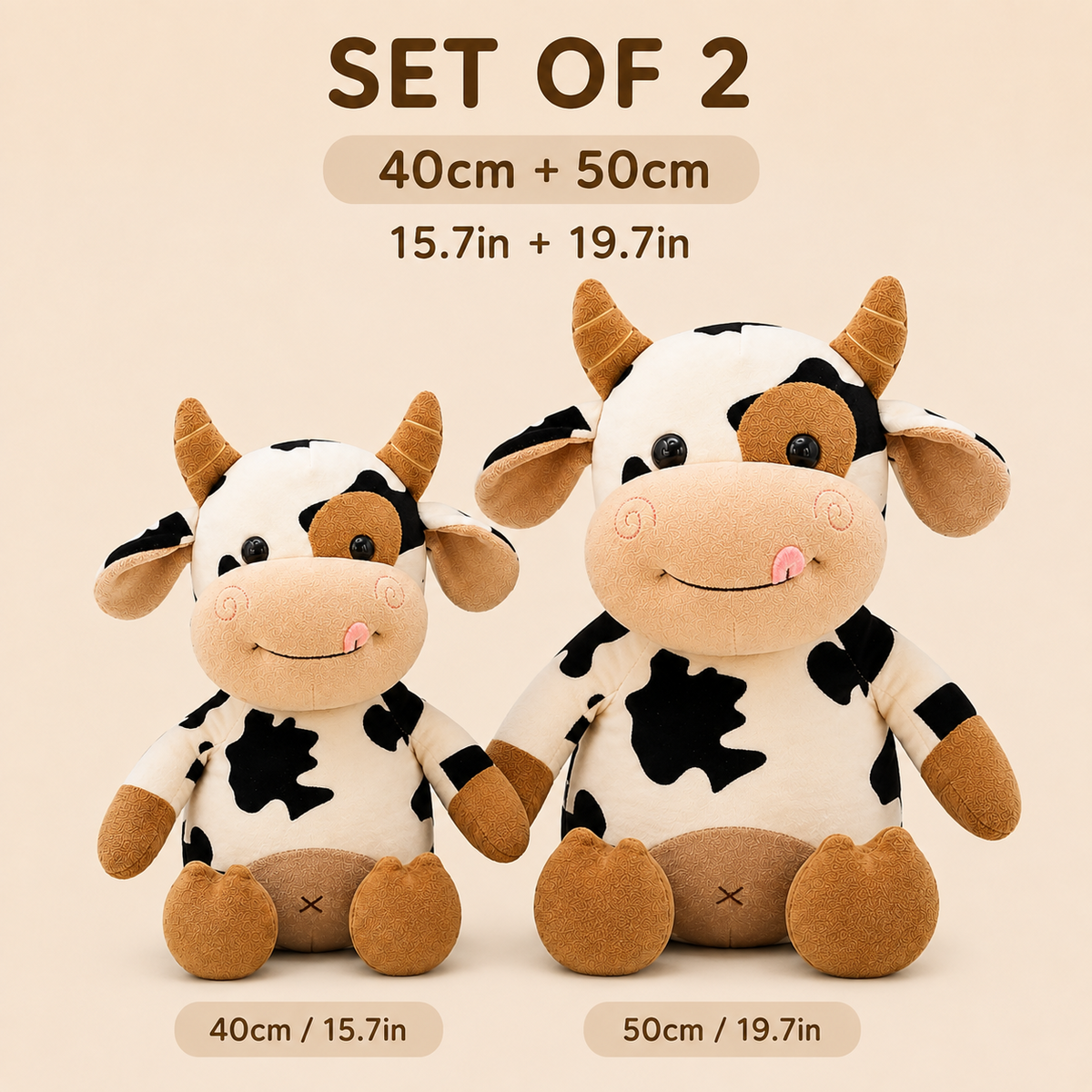 Cow plush set 40 cm and 50 cm