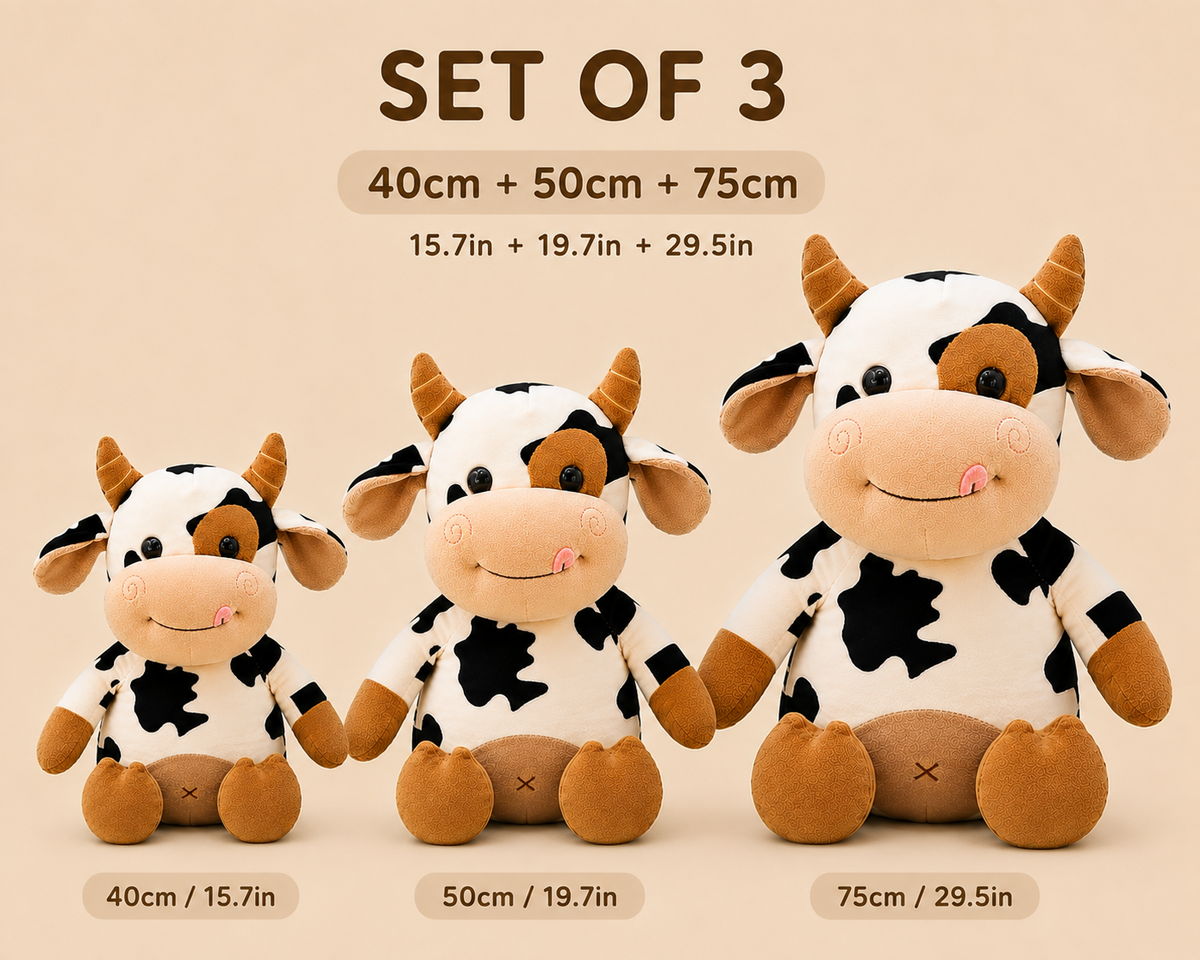 Cow plush set of three sizes