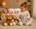 Set of 5 Teddy Bears, Soft Plush Stuffed Animals, Nursery Decor, Five Colors