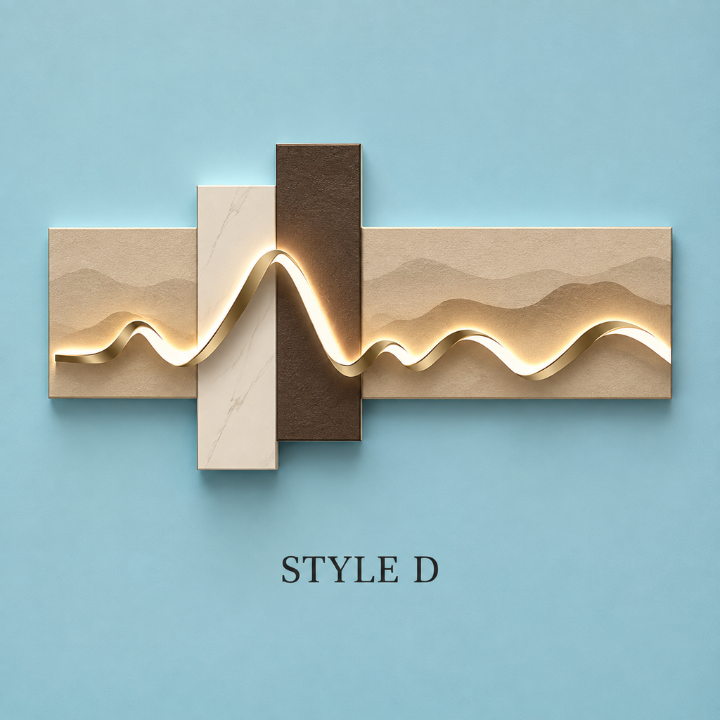 Modern LED Wall Art Lamp, Abstract Mountain Wave Light Panel