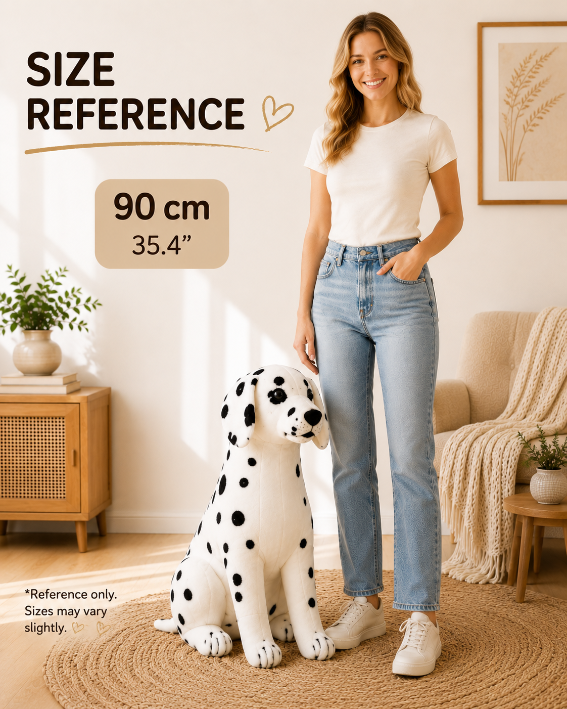 Dalmatian Sitting plush dog 90 cm size reference