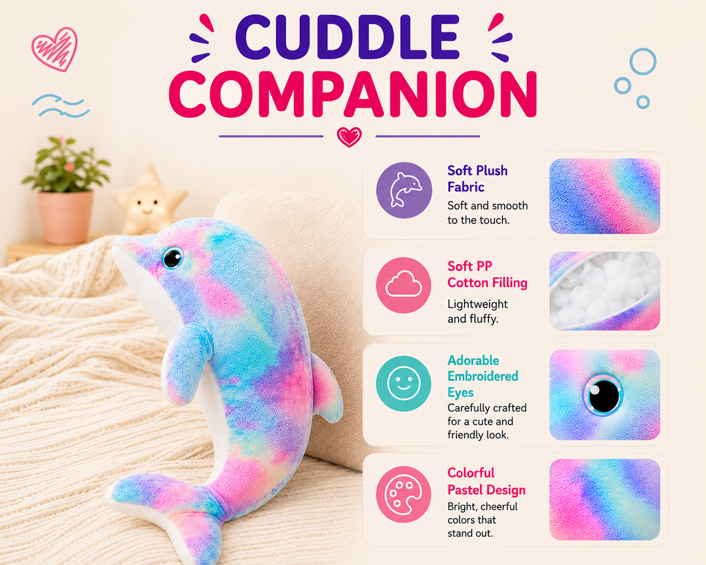 Pastel dolphin plush pillow image 10