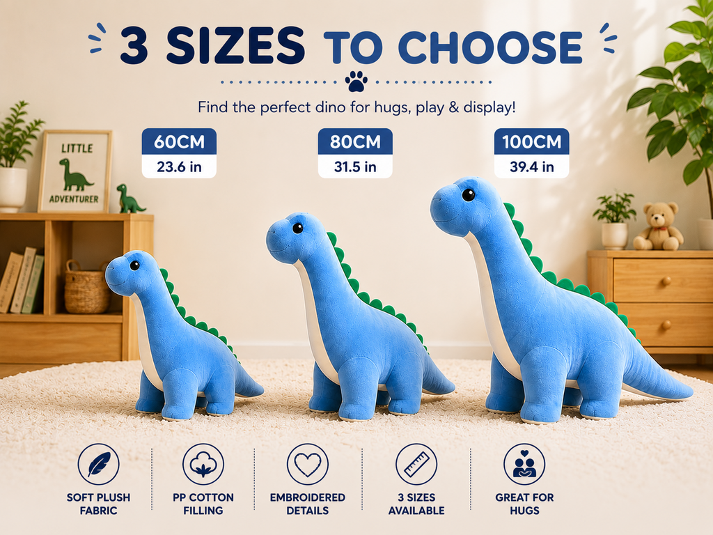 Long neck dinosaur plush sizes 60 80 and 100 cm