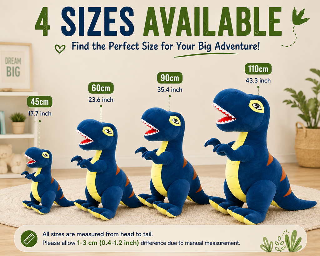 Dinosaur plush toy available in four sizes