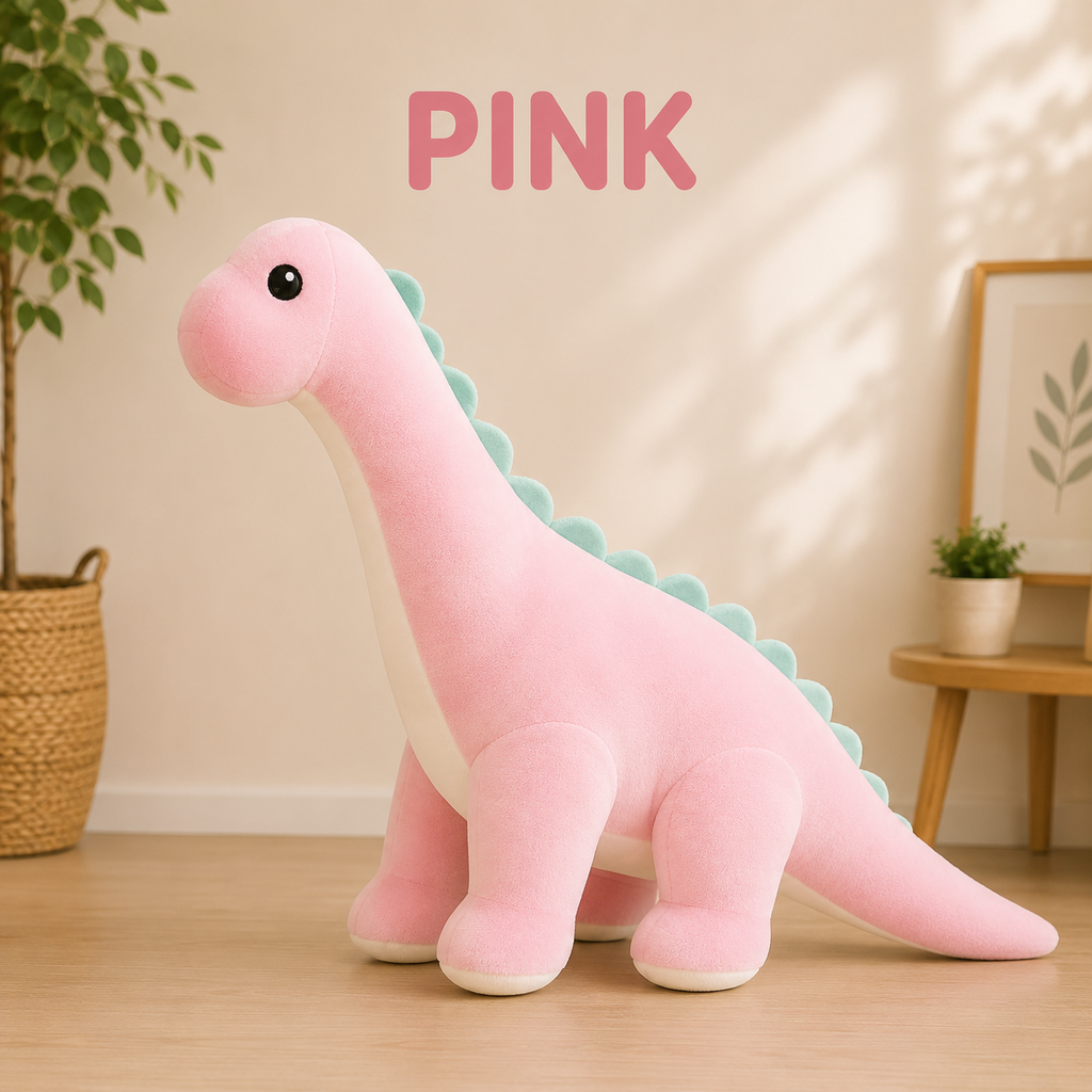 Pink long neck dinosaur plush