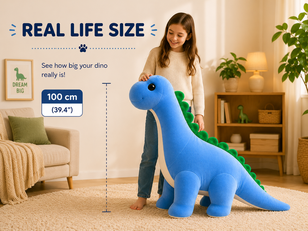 100 cm long neck dinosaur plush size reference