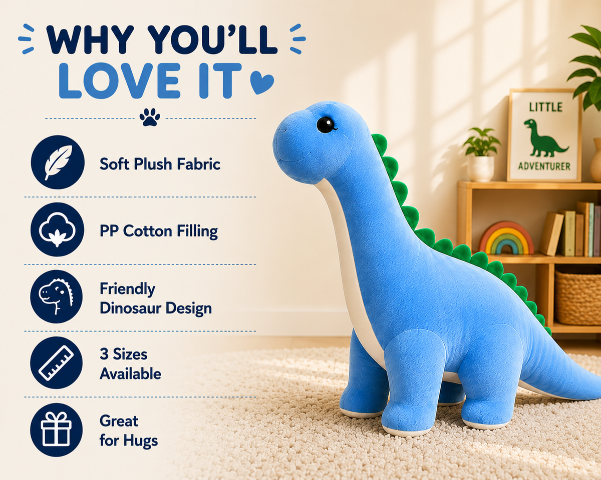 Long neck dinosaur plush product features