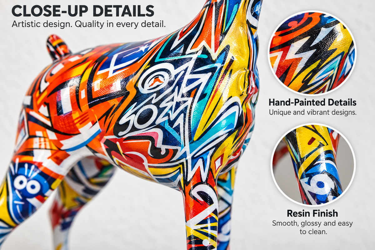 Resin finish and hand-painted details