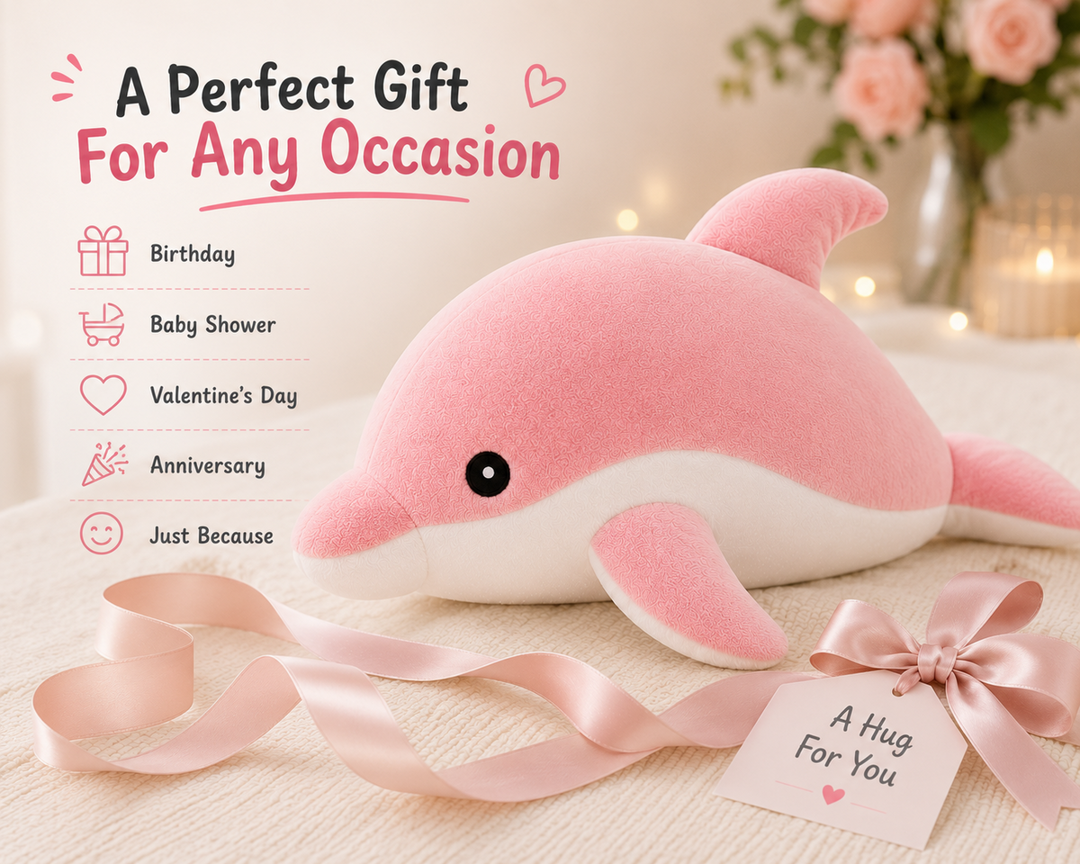 Pink dolphin plush gift