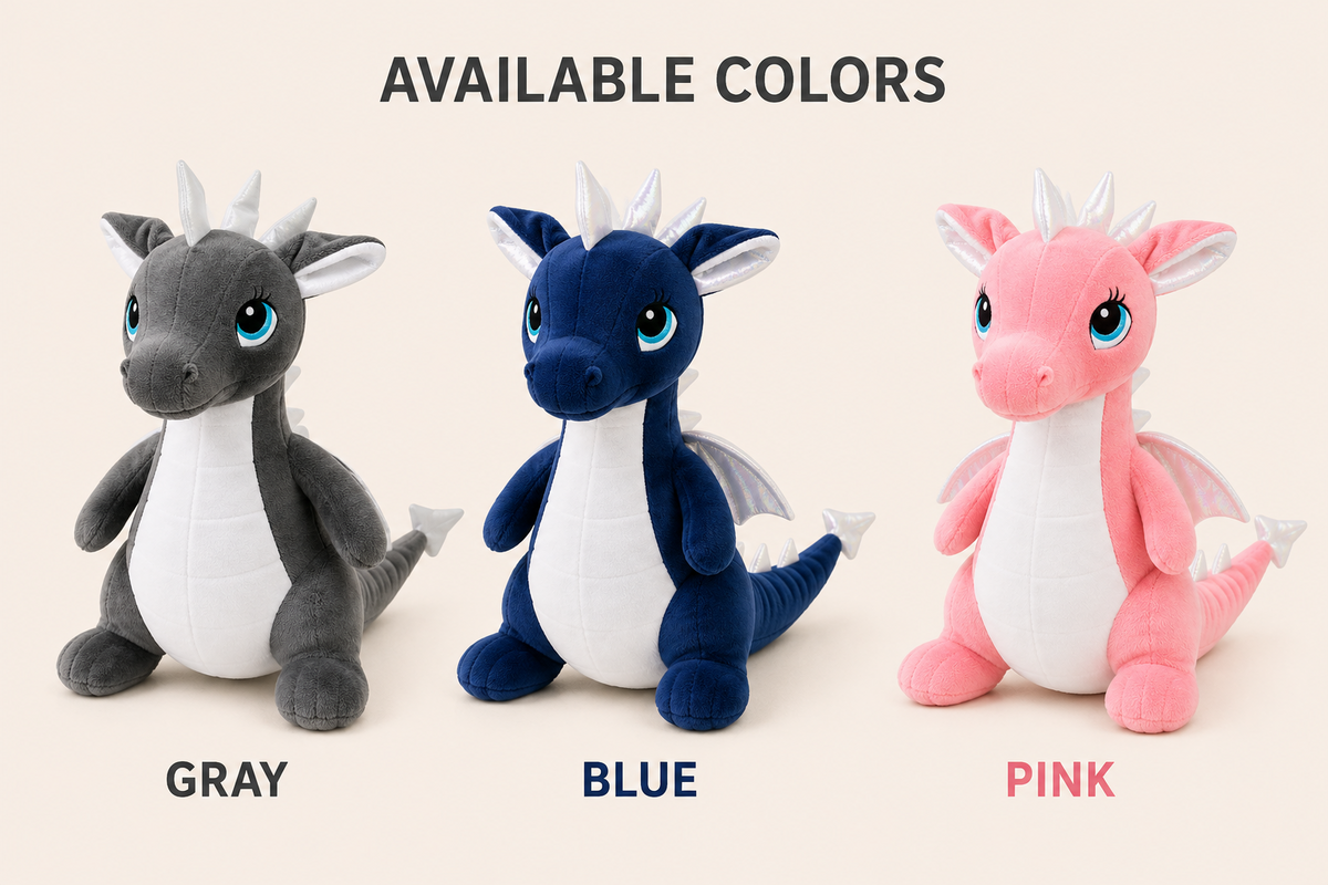 Dragon Plush Toy, Stuffed Animal, Shimmery Wings, Nursery Companion, Kids Room Accent