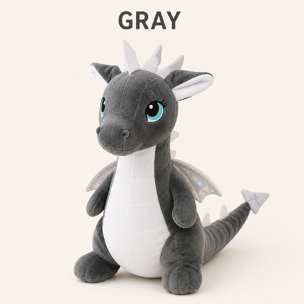 Dragon Plush Toy, Stuffed Animal, Shimmery Wings, Nursery Companion, Kids Room Accent