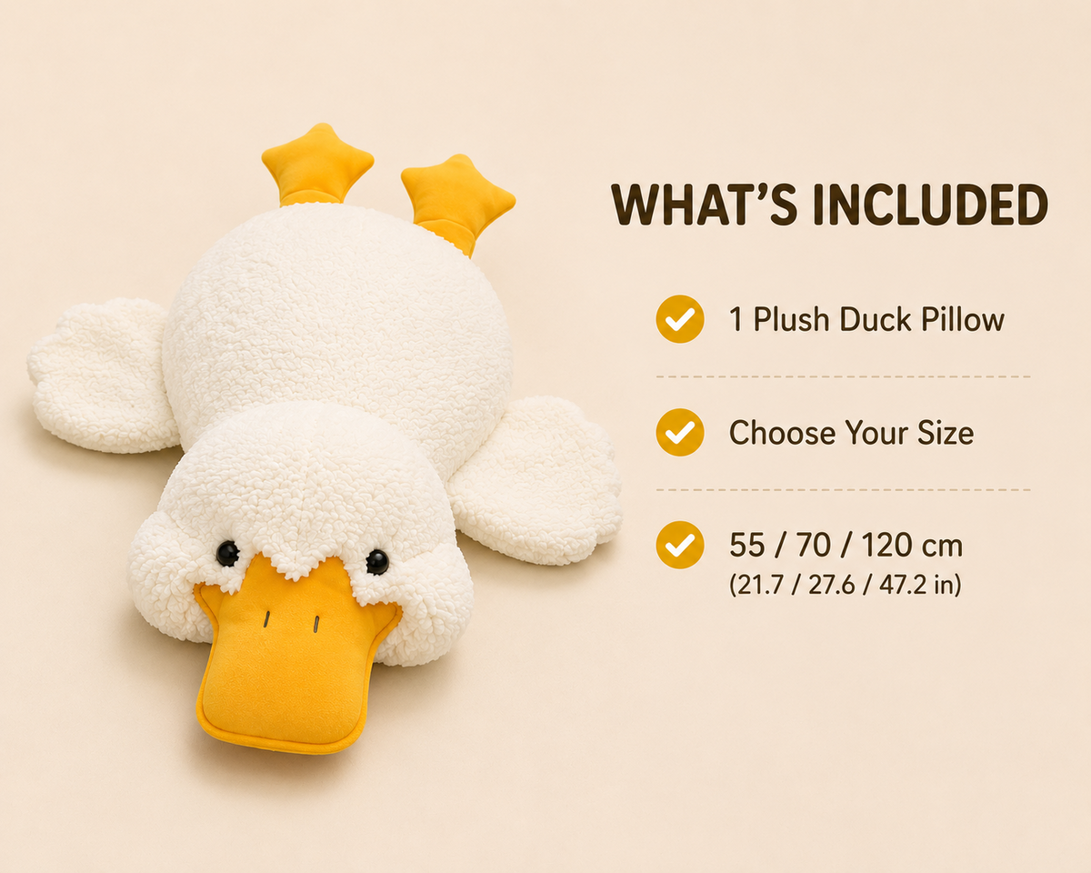 Duck plush pillow whats included