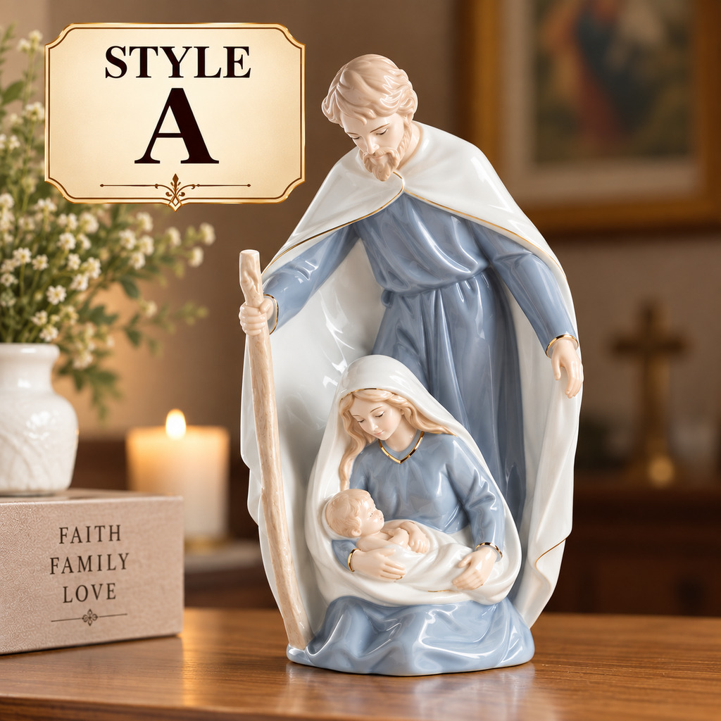 Catholic Statue Set Christian Home Decor Jesus Mary Figurines Religious Shelf Display