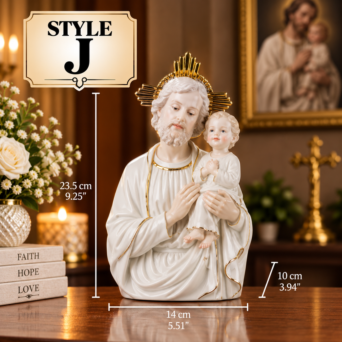 Catholic Statue Set Christian Home Decor Jesus Mary Figurines Religious Shelf Display