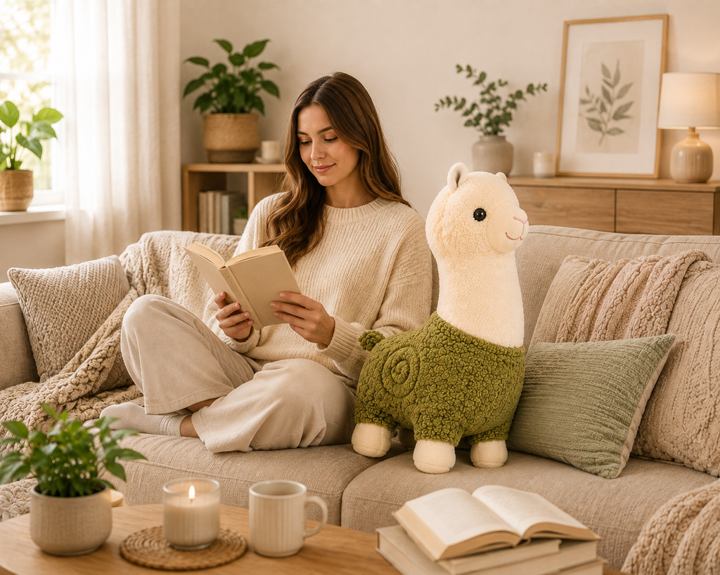 Standing Alpaca Plush Toy, Llama Stuffed Animal, Nursery Decor, Soft Gift for Kids