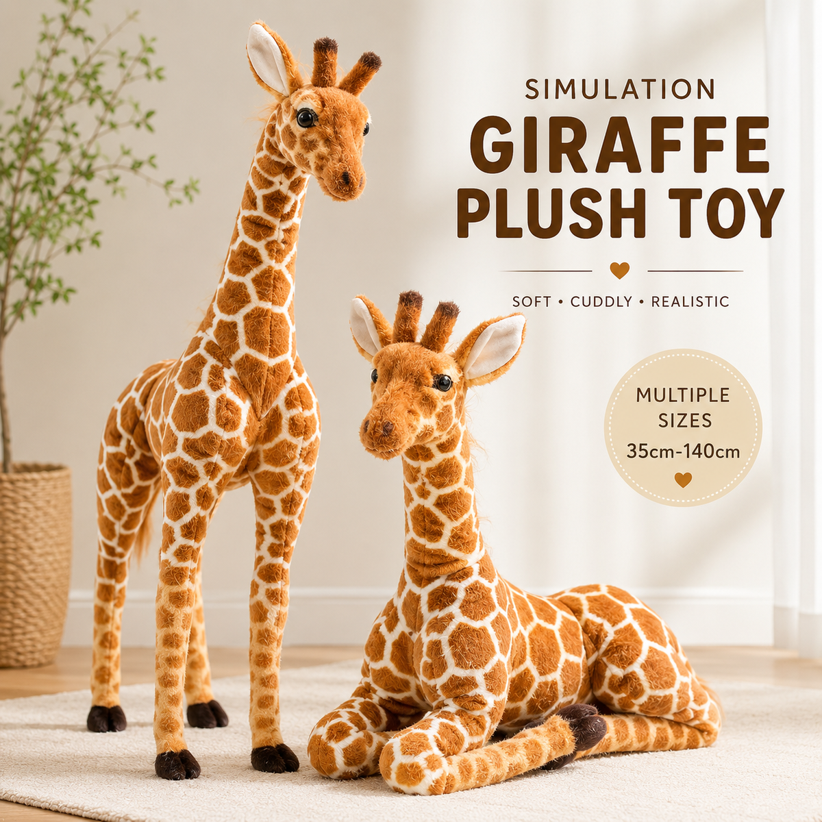 Large Giraffe Plush Toy, Stuffed Animal, Nursery Decor, 5 Sizes