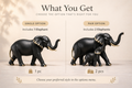 Elephant figurine single and pair options in black with gold accents