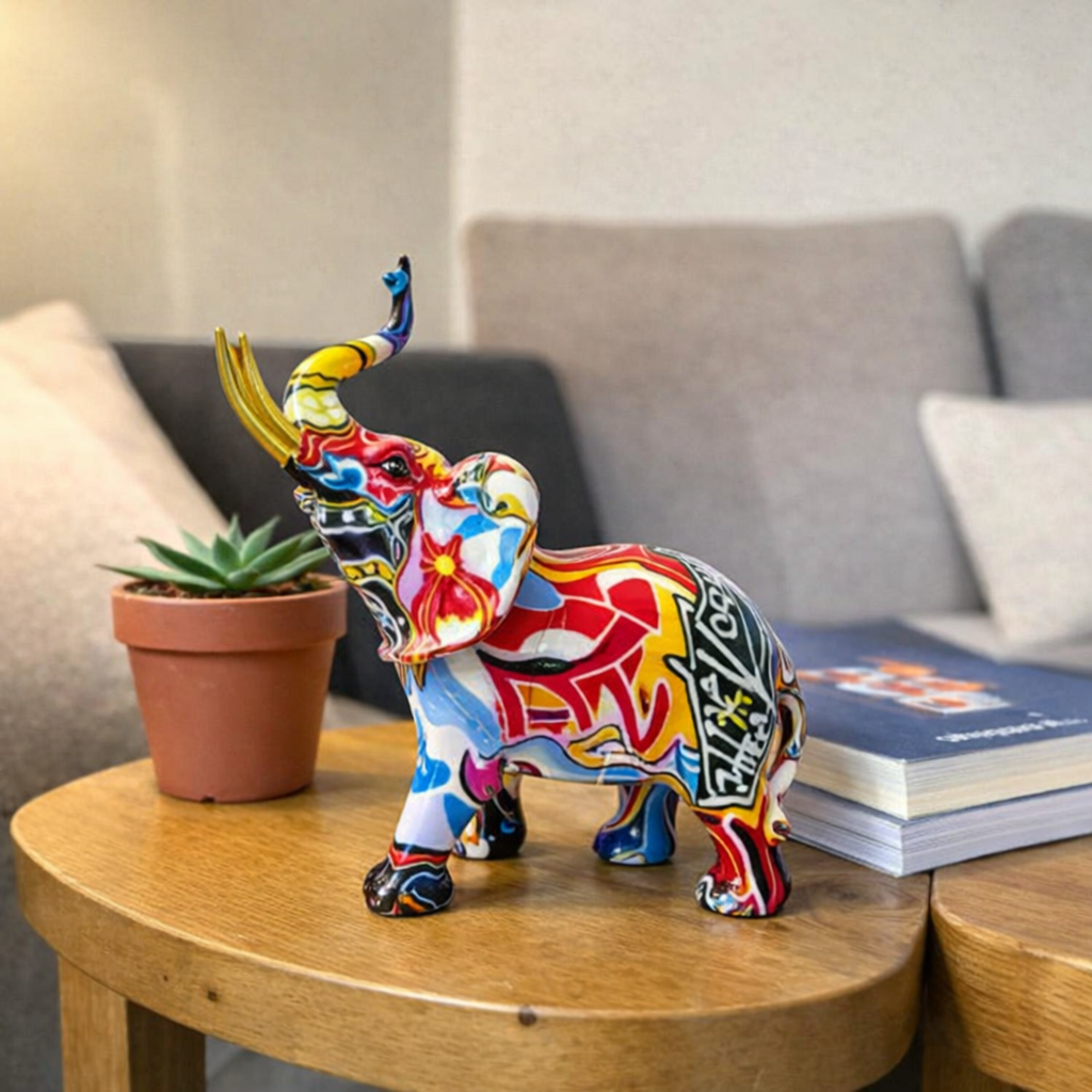 Colorful elephant figurine home decor
