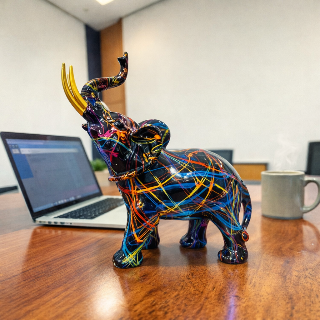 Abstract elephant figurine office decor