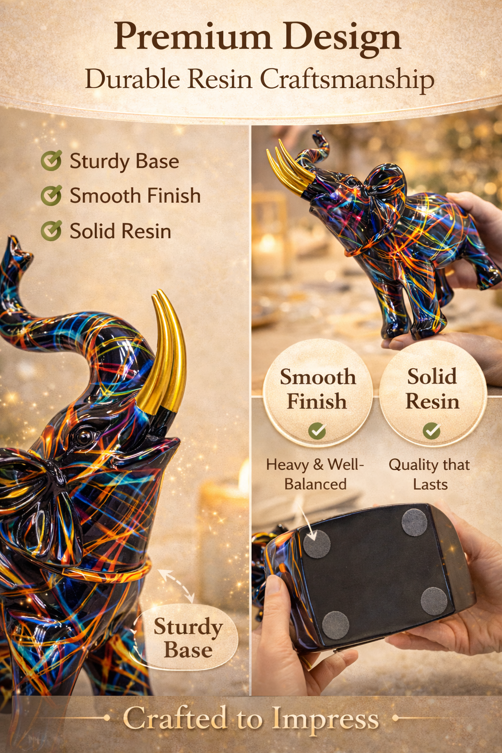 Colorful elephant figurine set