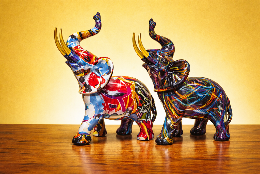 Large and small elephant figurines