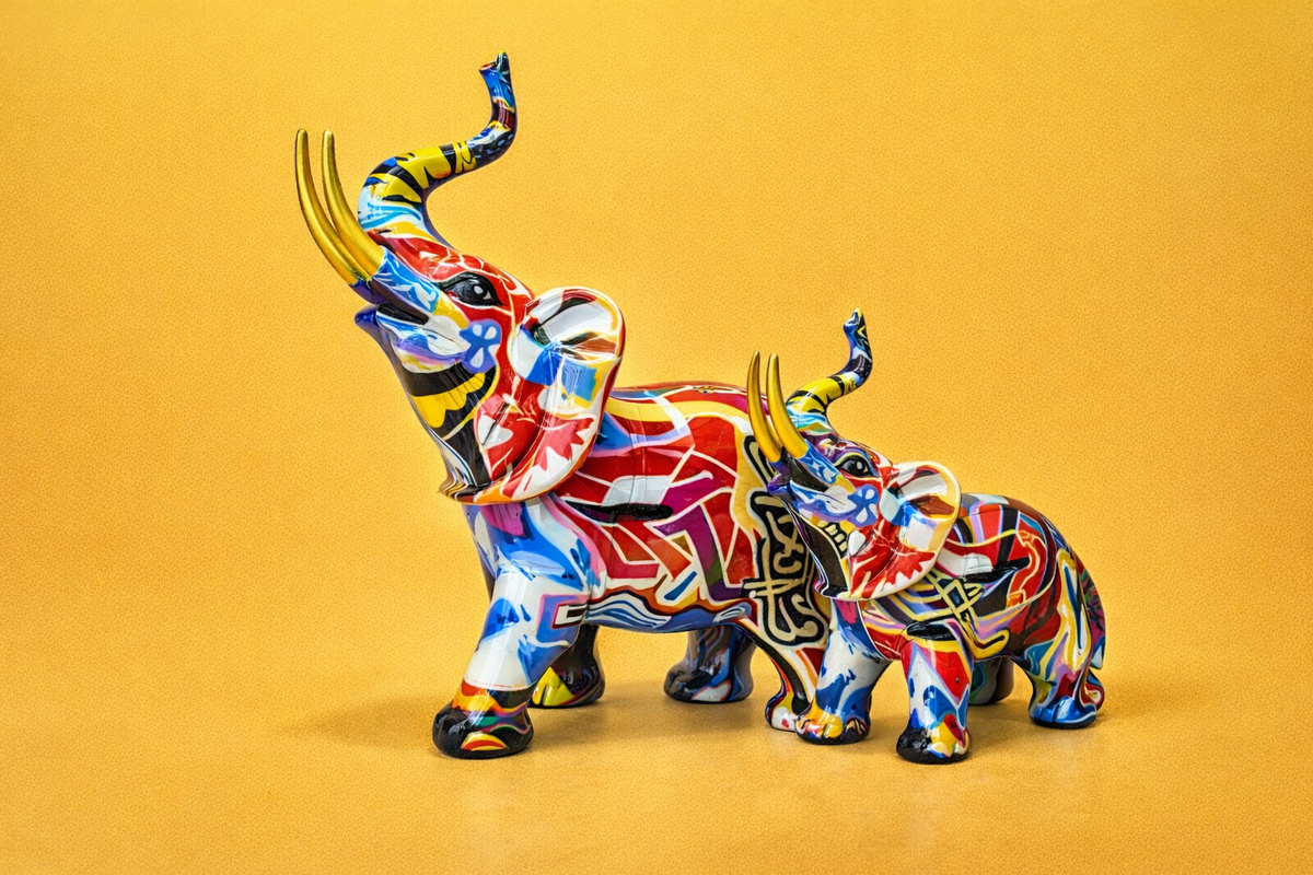 Style A colorful elephant figurine