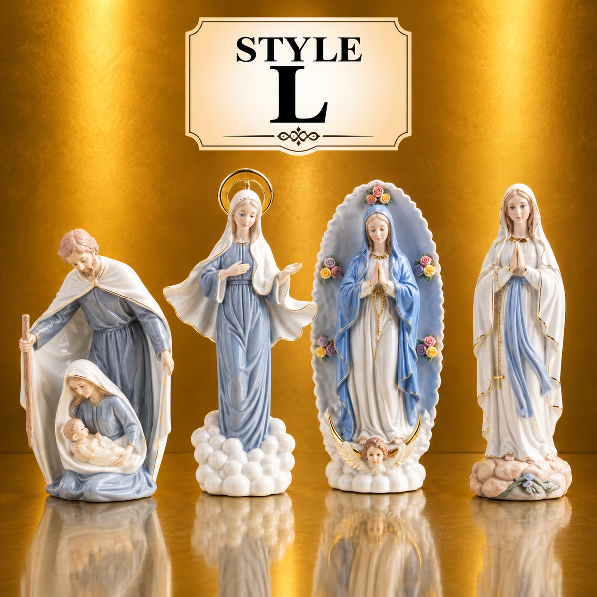 Catholic Statue Set Christian Home Decor Jesus Mary Figurines Religious Shelf Display