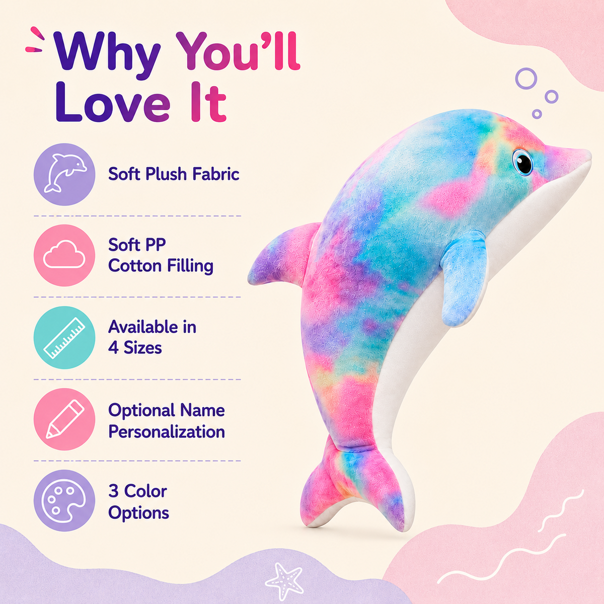 Pastel dolphin plush pillow image 12