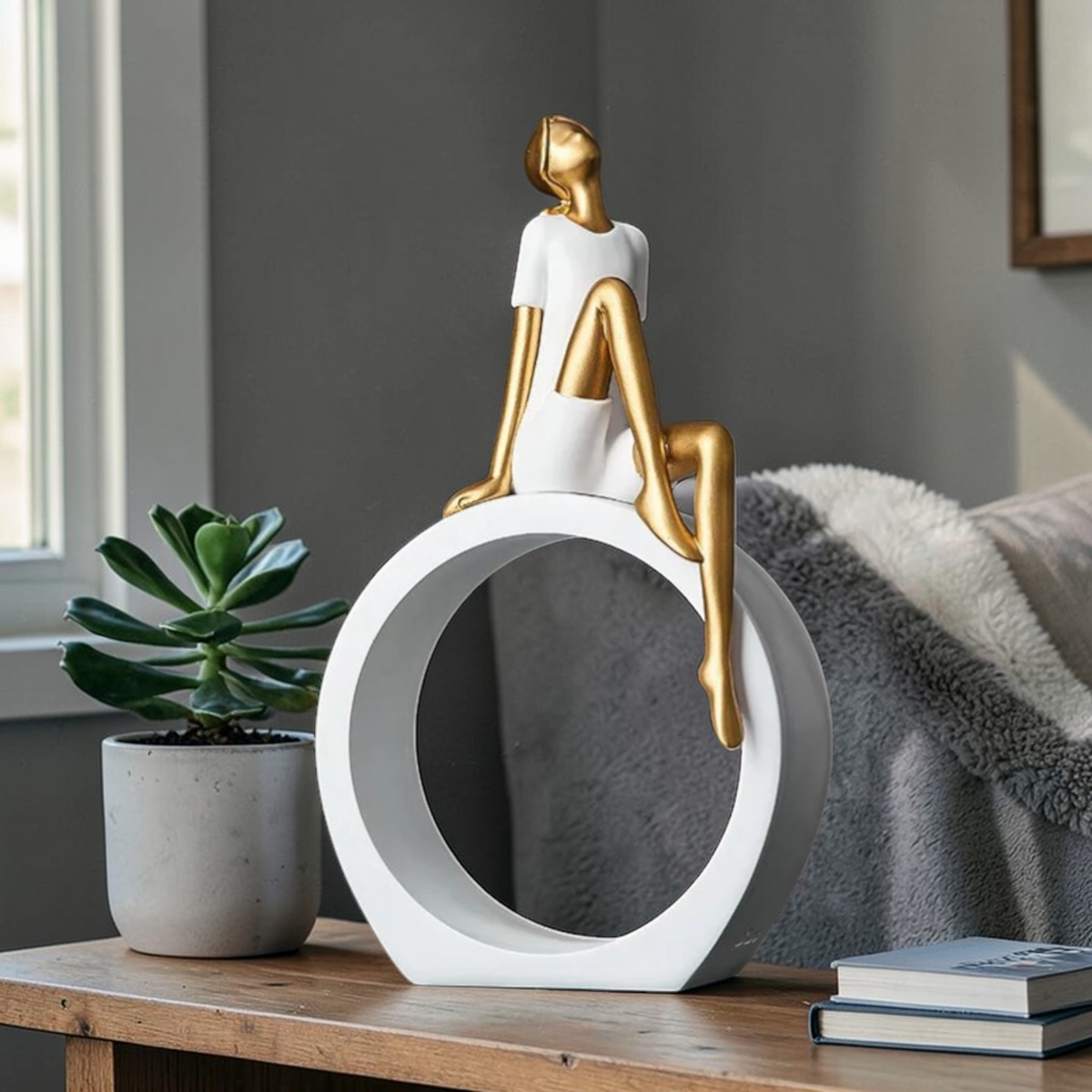 White gold female ring sculpture shelf decor