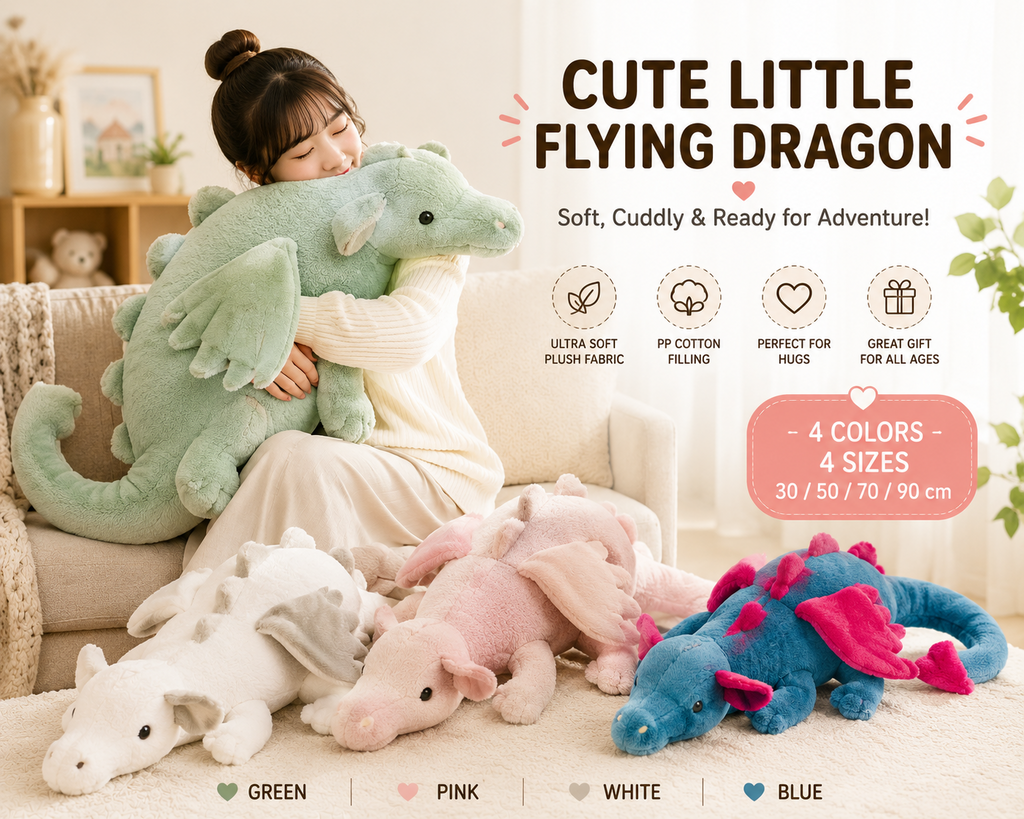 Flying dragon plush pillow in four colors