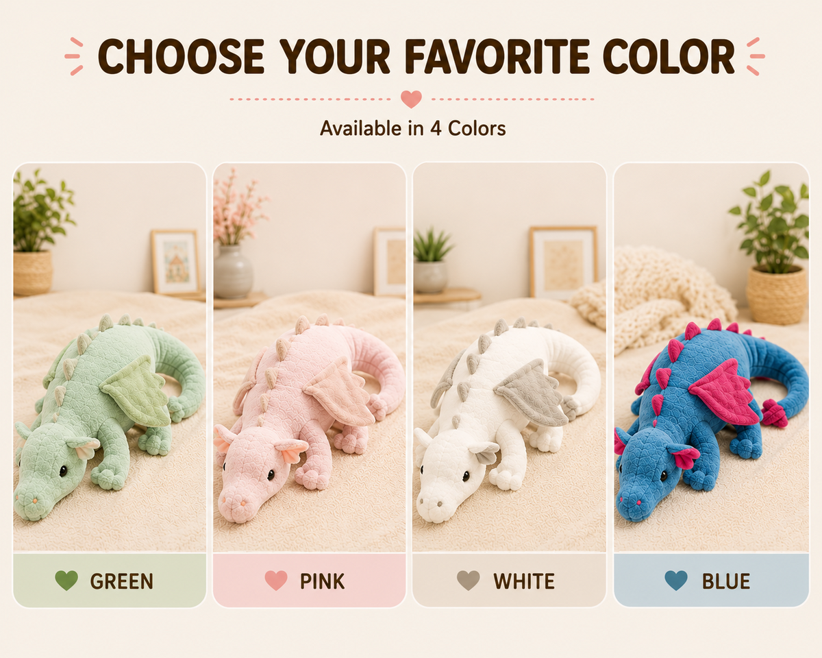 Flying dragon plush available colors green pink white blue