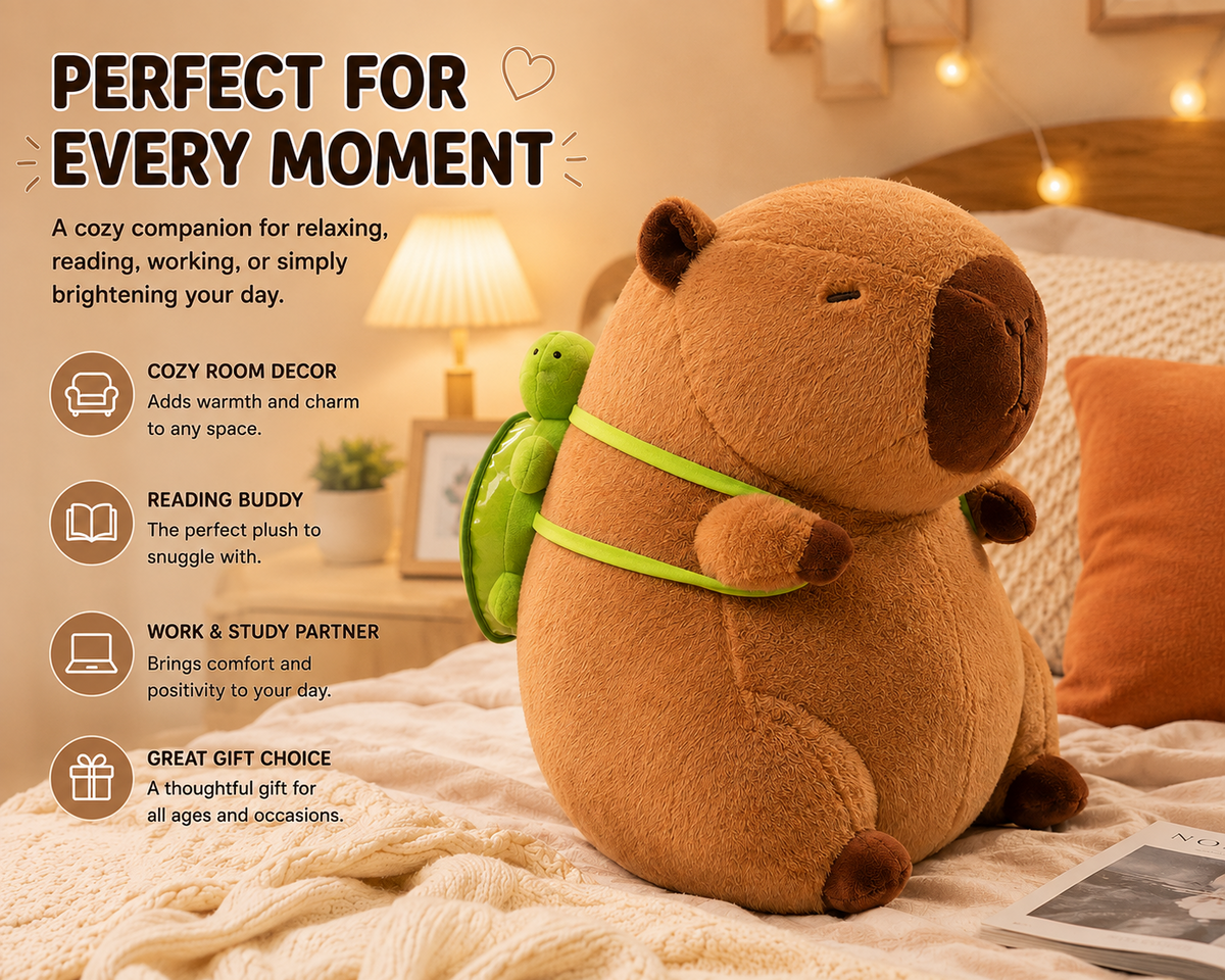 Giant capybara plush with turtle backpack image 5