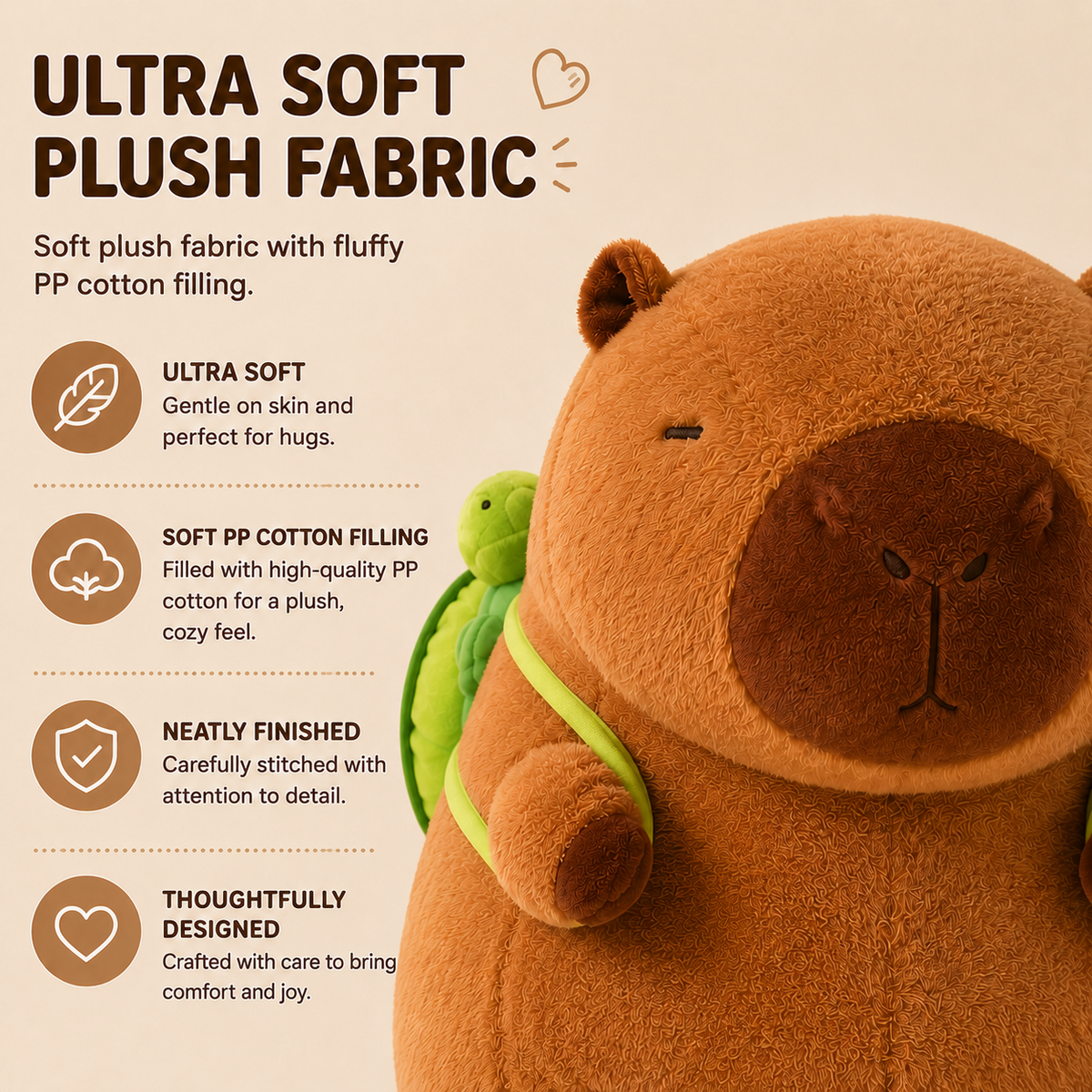 Giant capybara plush with turtle backpack image 7