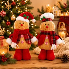 Gingerbread Santa & Chef Christmas Decor – Plush Holiday Figures
