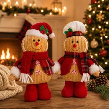 Gingerbread Santa & Chef Christmas Decor – Plush Holiday Figures