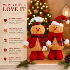 Gingerbread Santa & Chef Christmas Decor – Plush Holiday Figures